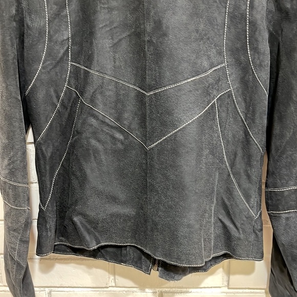 i.e. Relaxed Moto Suede Leather Zip-Up Jacket Distressed Black M (Macy's) - Picture 7 of 10